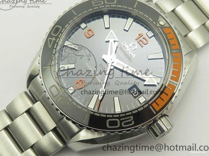 0501 Planet Ocean 43.5mm SS VSF 1:1 Best Edition Black Orange Bezel Black Dial on SS Bracelet A8900 Super Clone Breathable 8003